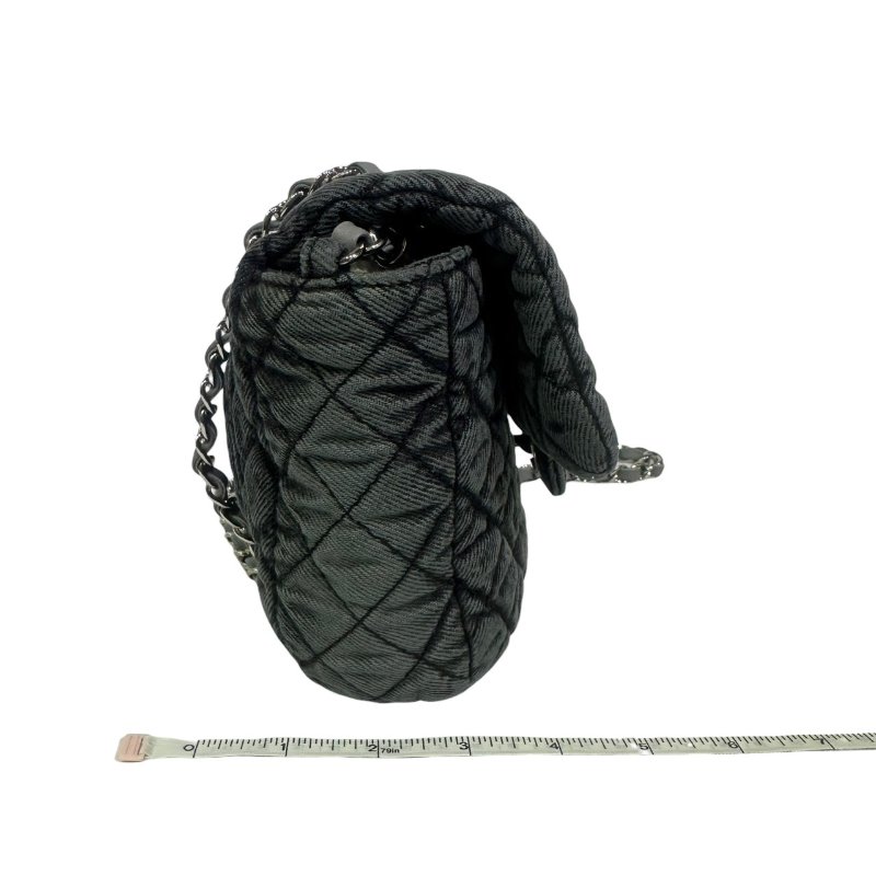 【美收精品】CHANEL灰黑色漸層帆布肩背包 4-497-14