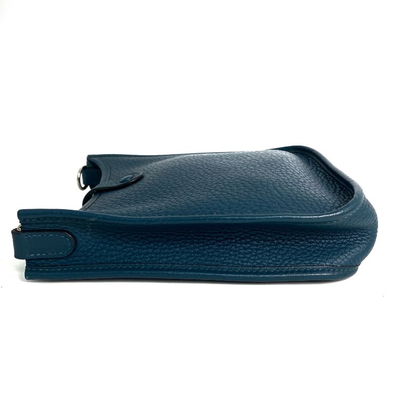 △ Hermes 愛馬仕 Dark Green Blue Clemence Calfskin Palladium Plated Metal Evelyn Shoulder Bag Stamp T 深藍綠色粒紋小牛皮鍍鈀金屬肩背袋T刻 - 257022477-3