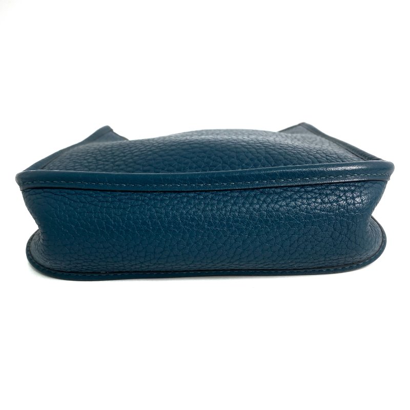 △ Hermes 愛馬仕 Dark Green Blue Clemence Calfskin Palladium Plated Metal Evelyn Shoulder Bag Stamp T 深藍綠色粒紋小牛皮鍍鈀金屬肩背袋T刻 - 257022477-4