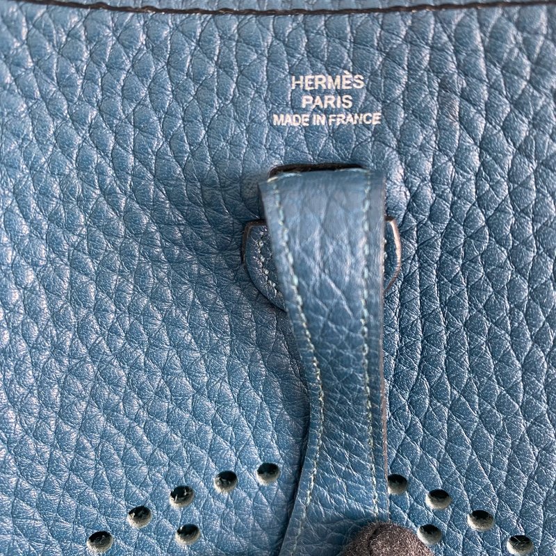 △ Hermes 愛馬仕 Dark Green Blue Clemence Calfskin Palladium Plated Metal Evelyn Shoulder Bag Stamp T 深藍綠色粒紋小牛皮鍍鈀金屬肩背袋T刻 - 257022477-18