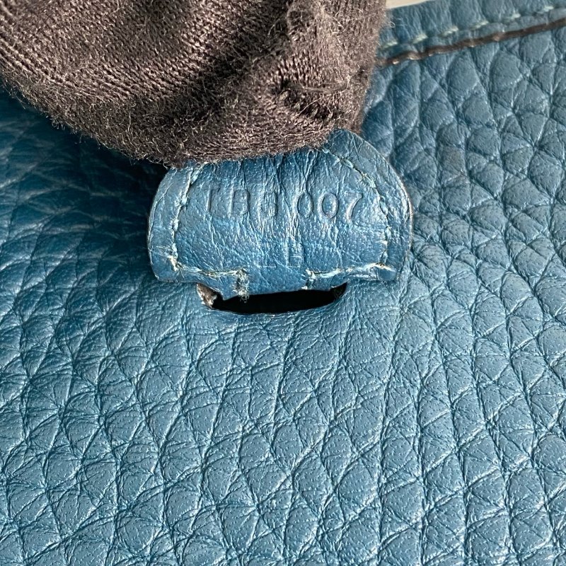 △ Hermes 愛馬仕 Dark Green Blue Clemence Calfskin Palladium Plated Metal Evelyn Shoulder Bag Stamp T 深藍綠色粒紋小牛皮鍍鈀金屬肩背袋T刻 - 257022477-19