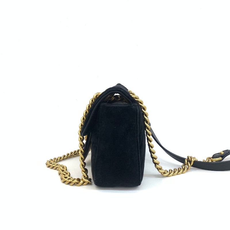 Gucci/古馳絲絨馬蒙22黑色鏈條斜挎包-2