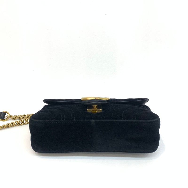 Gucci/古馳絲絨馬蒙22黑色鏈條斜挎包-5