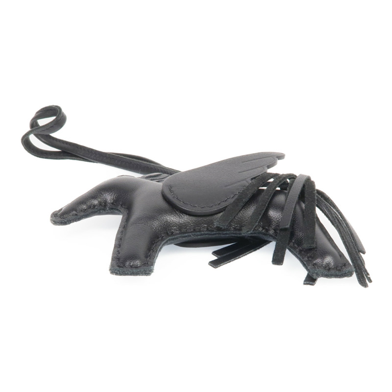 HERMES Milo/Swift皮革Rodeo Pegase PM掛飾Noir-2