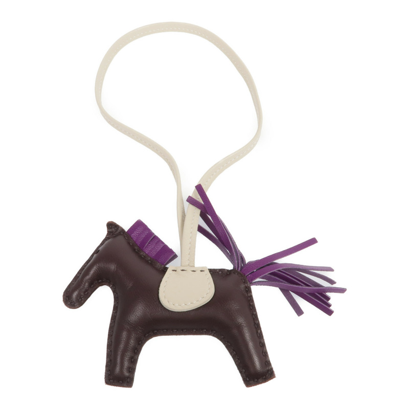 HERMES Milo皮革Rodeo PM掛飾Violet/Rouge-0