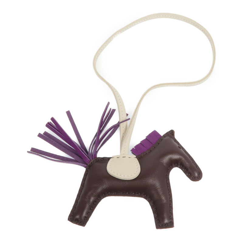 HERMES Milo皮革Rodeo PM掛飾Violet/Rouge-1