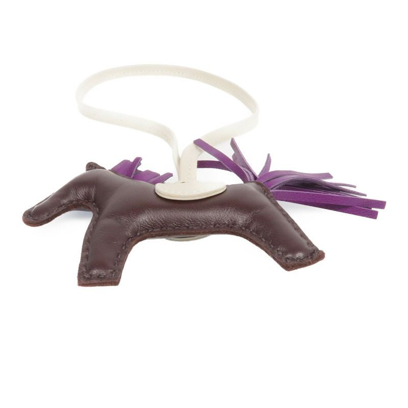 HERMES Milo皮革Rodeo PM掛飾Violet/Rouge-2