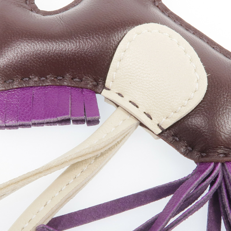 HERMES Milo皮革Rodeo PM掛飾Violet/Rouge-3