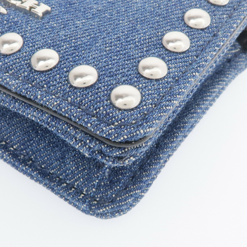 COACH 牛仔布Mini Chain Shoulder銀扣鏈帶肩背袋-5