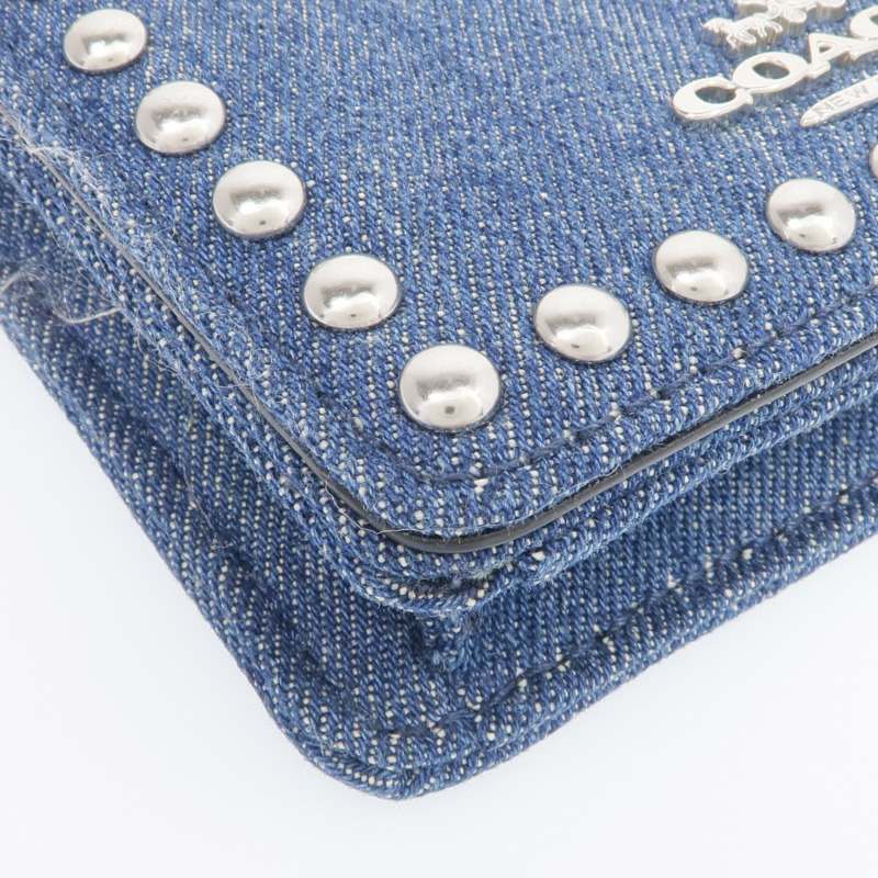 COACH 牛仔布Mini Chain Shoulder銀扣鏈帶肩背袋-6