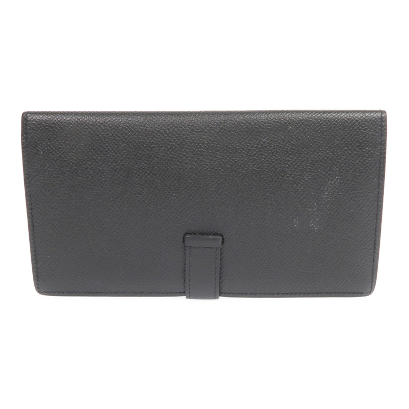 HERMES Epsom皮革Bearn Long Wallet銀扣長錢包Noir-1