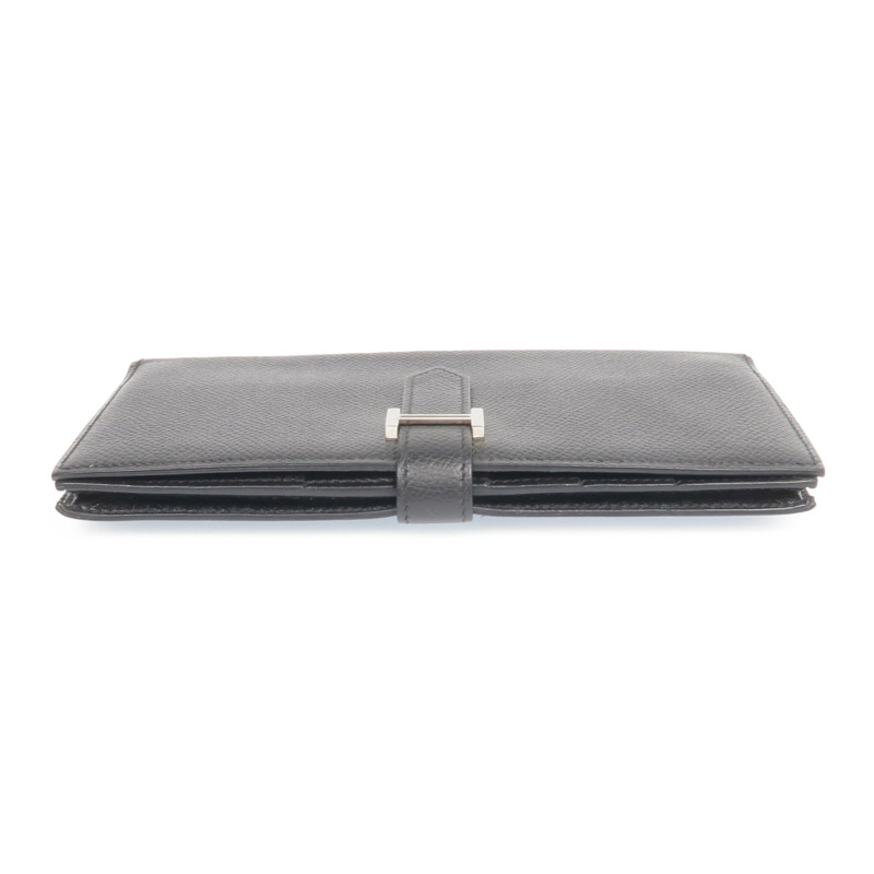 HERMES Epsom皮革Bearn Long Wallet銀扣長錢包Noir-5