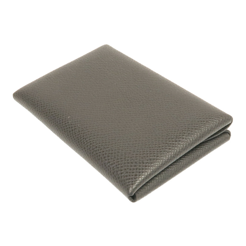 HERMES Epsom皮革Calvi Duo銀扣卡片套Graphite-5