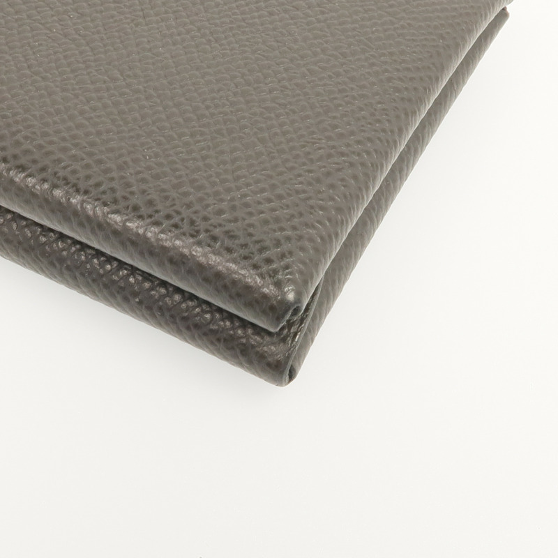 HERMES Epsom皮革Calvi Duo銀扣卡片套Graphite-7