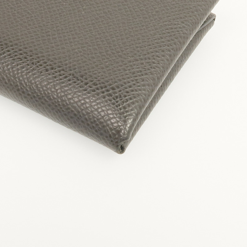 HERMES Epsom皮革Calvi Duo銀扣卡片套Graphite-10