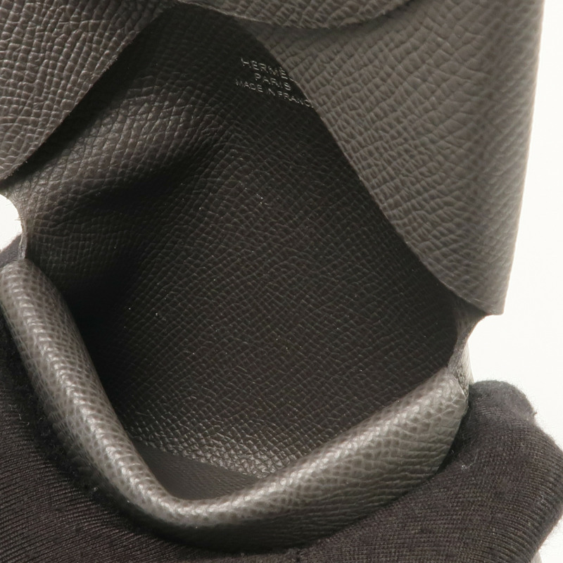 HERMES Epsom皮革Calvi Duo銀扣卡片套Graphite-12