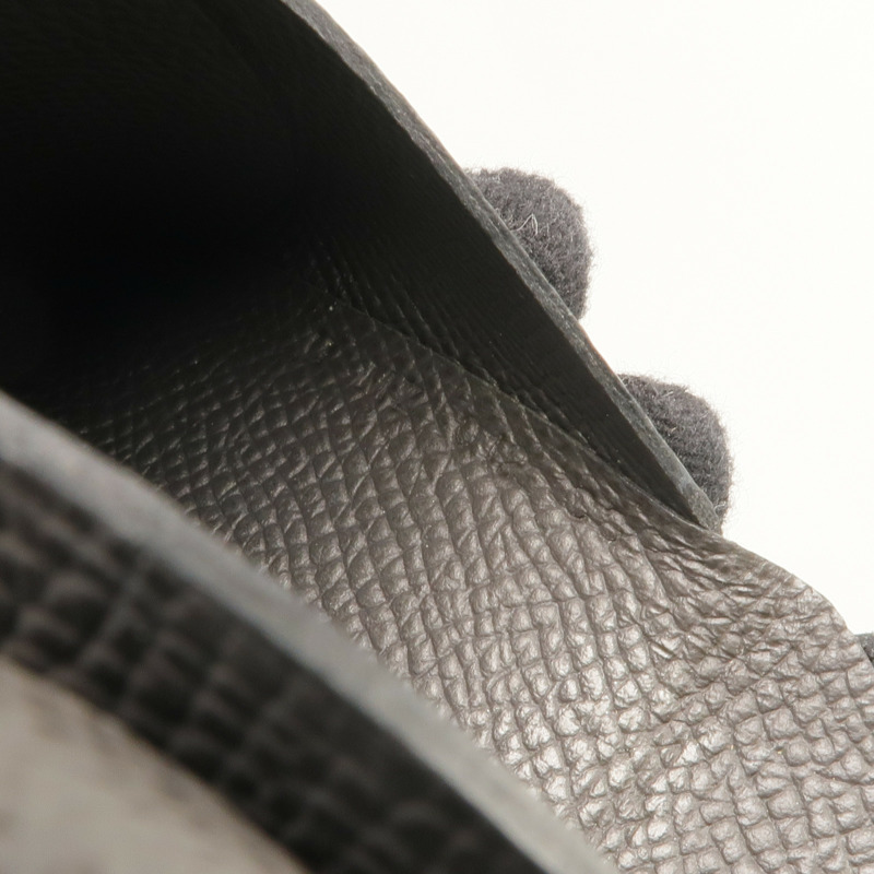HERMES Epsom皮革Calvi Duo銀扣卡片套Graphite-13