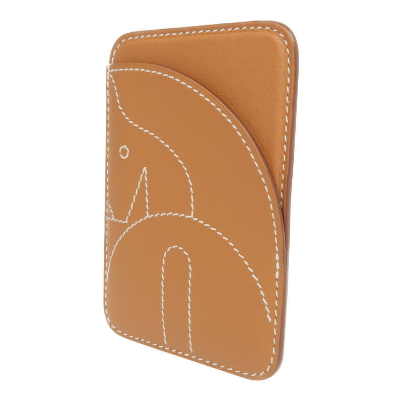 HERMES Swift皮革Horse MagSafe Card Holder卡片套Gold-1