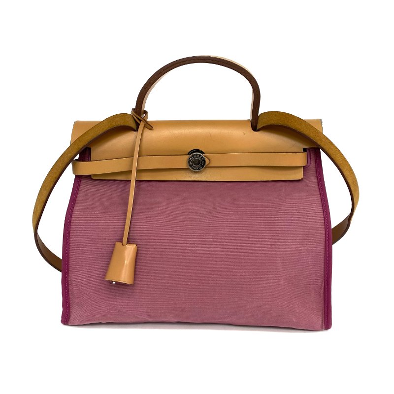☆ Hermes 愛馬仕 Purple & Beige Canvas & Smooth Calfskin Herbag 31 2Way Bag [P] 紫色和米色帆布和滑面小牛皮31兩用袋 [P] - 257022688-1