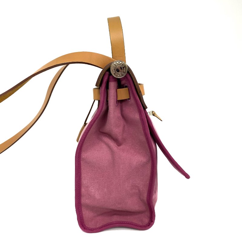 ☆ Hermes 愛馬仕 Purple & Beige Canvas & Smooth Calfskin Herbag 31 2Way Bag [P] 紫色和米色帆布和滑面小牛皮31兩用袋 [P] - 257022688-3