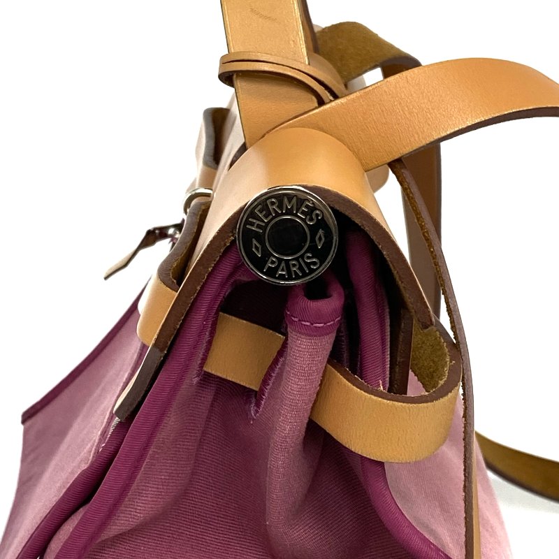 ☆ Hermes 愛馬仕 Purple & Beige Canvas & Smooth Calfskin Herbag 31 2Way Bag [P] 紫色和米色帆布和滑面小牛皮31兩用袋 [P] - 257022688-6