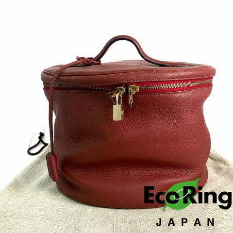 △ Hermes 愛馬仕 Brown Red Clemence Calfskin Gold Plated Metal Intercity Vanity Case Stamp [R] 棕紅色粒紋小牛皮鍍金金屬化妝箱[R]刻 - 257020922