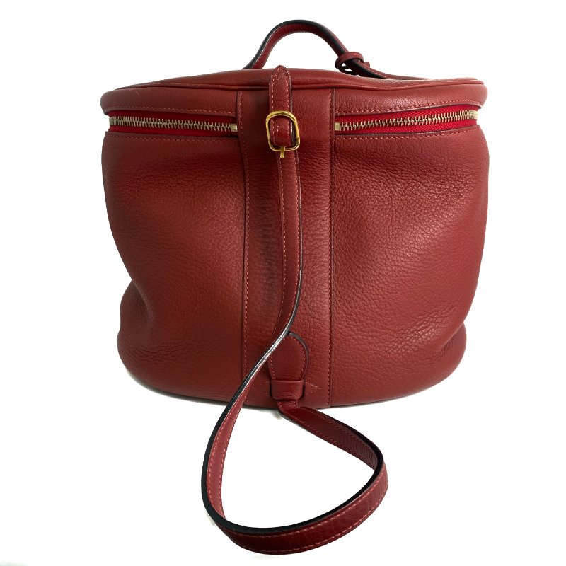 △ Hermes 愛馬仕 Brown Red Clemence Calfskin Gold Plated Metal Intercity Vanity Case Stamp [R] 棕紅色粒紋小牛皮鍍金金屬化妝箱[R]刻 - 257020922-2