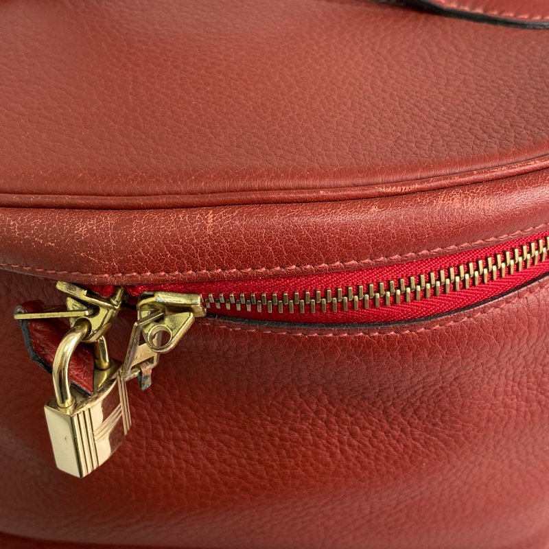 △ Hermes 愛馬仕 Brown Red Clemence Calfskin Gold Plated Metal Intercity Vanity Case Stamp [R] 棕紅色粒紋小牛皮鍍金金屬化妝箱[R]刻 - 257020922-13