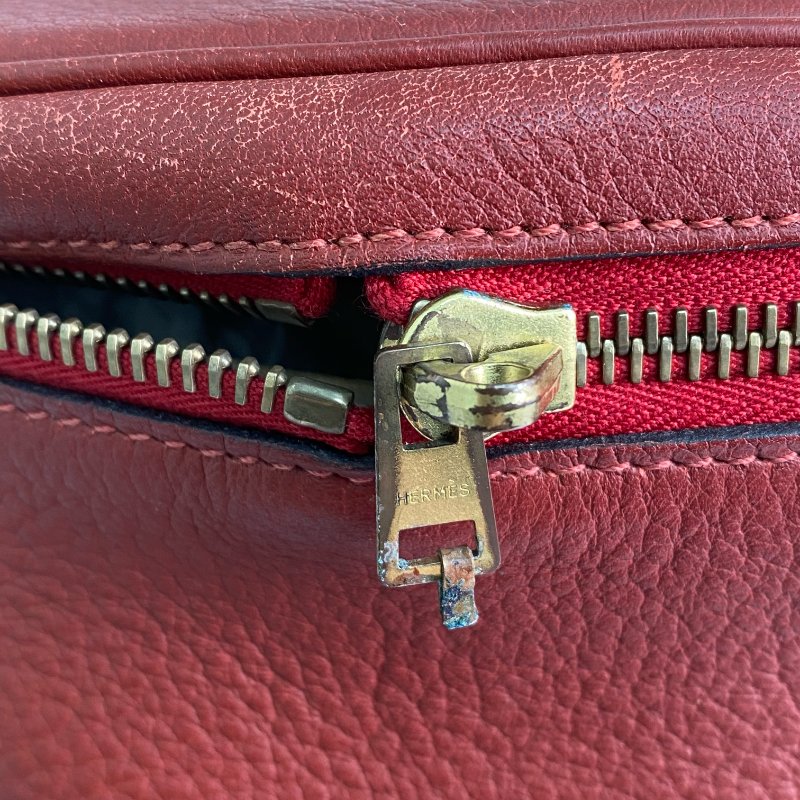 △ Hermes 愛馬仕 Brown Red Clemence Calfskin Gold Plated Metal Intercity Vanity Case Stamp [R] 棕紅色粒紋小牛皮鍍金金屬化妝箱[R]刻 - 257020922-14