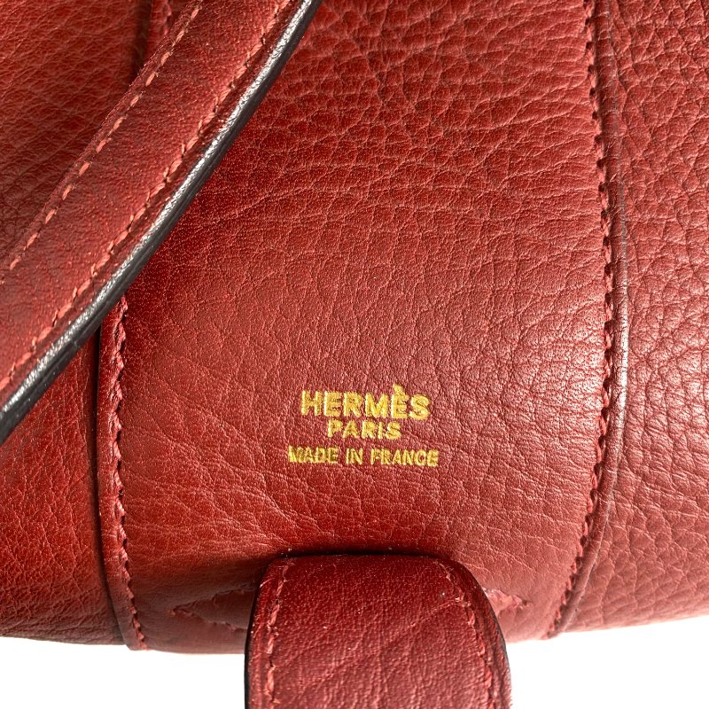 △ Hermes 愛馬仕 Brown Red Clemence Calfskin Gold Plated Metal Intercity Vanity Case Stamp [R] 棕紅色粒紋小牛皮鍍金金屬化妝箱[R]刻 - 257020922-22
