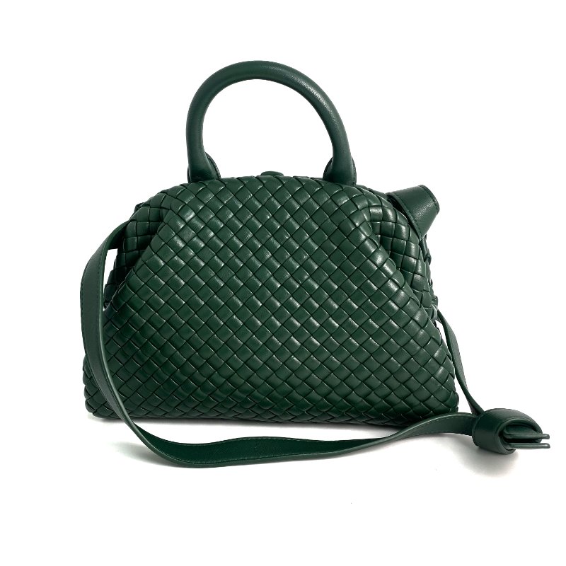 △ Bottega Veneta 寳緹嘉 Dark Green Lambskin 2 Way Bag 深綠色小羊皮兩用袋 - 257022328-1