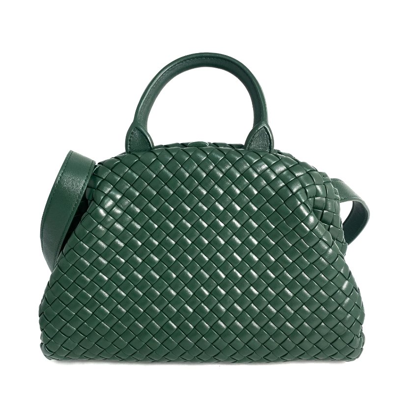 △ Bottega Veneta 寳緹嘉 Dark Green Lambskin 2 Way Bag 深綠色小羊皮兩用袋 - 257022328-2