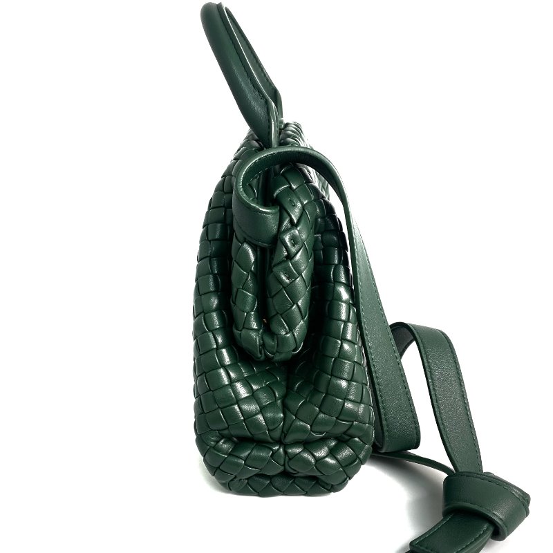 △ Bottega Veneta 寳緹嘉 Dark Green Lambskin 2 Way Bag 深綠色小羊皮兩用袋 - 257022328-3