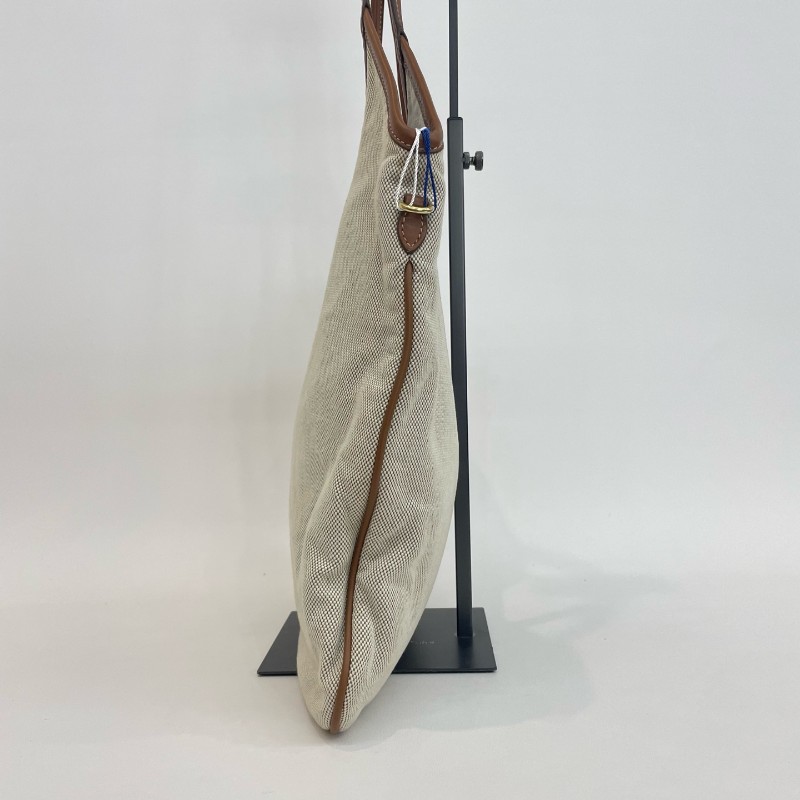 MiuMiu/繆繆米色拼焦糖色編織手提托特包芯片款-12