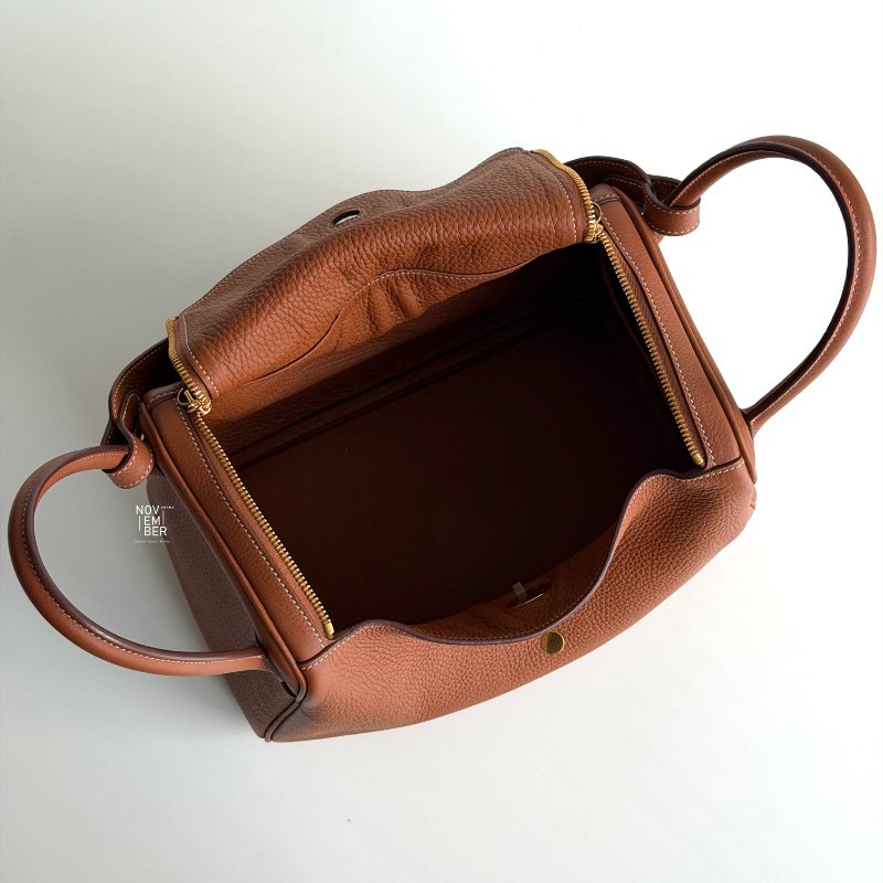 99新🆕 Hermès 愛馬仕 Lindy30 金棕金釦-5