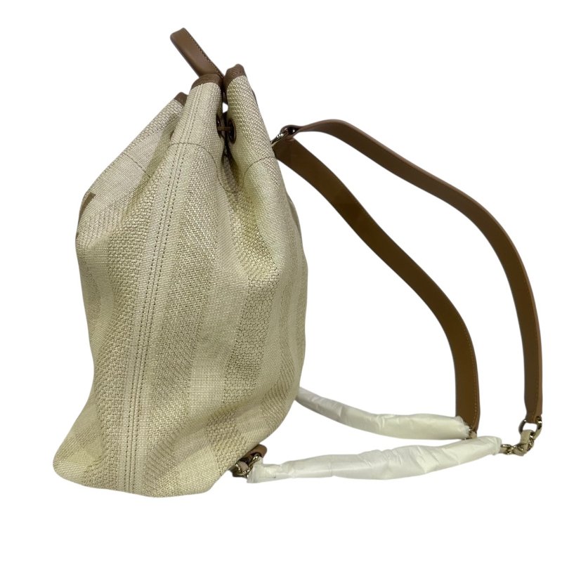 【美收精品】CHANEL茶白色帆布肩背包 4-494-3