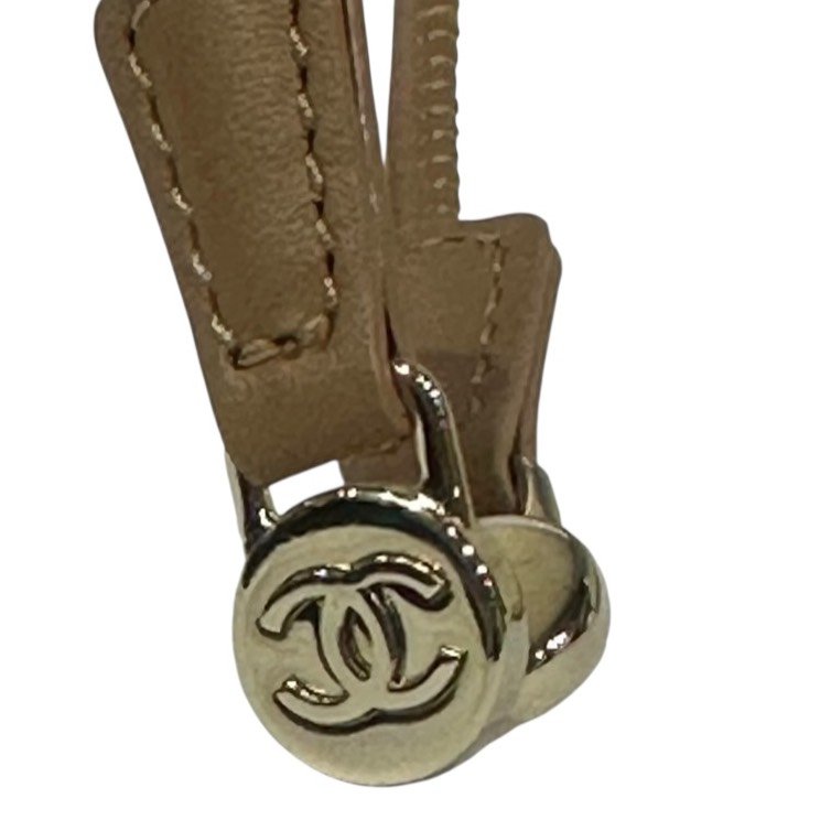 【美收精品】CHANEL茶白色帆布肩背包 4-494-4