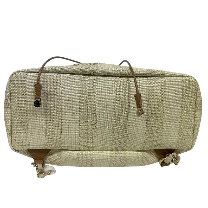 【美收精品】CHANEL茶白色帆布肩背包 4-494-7