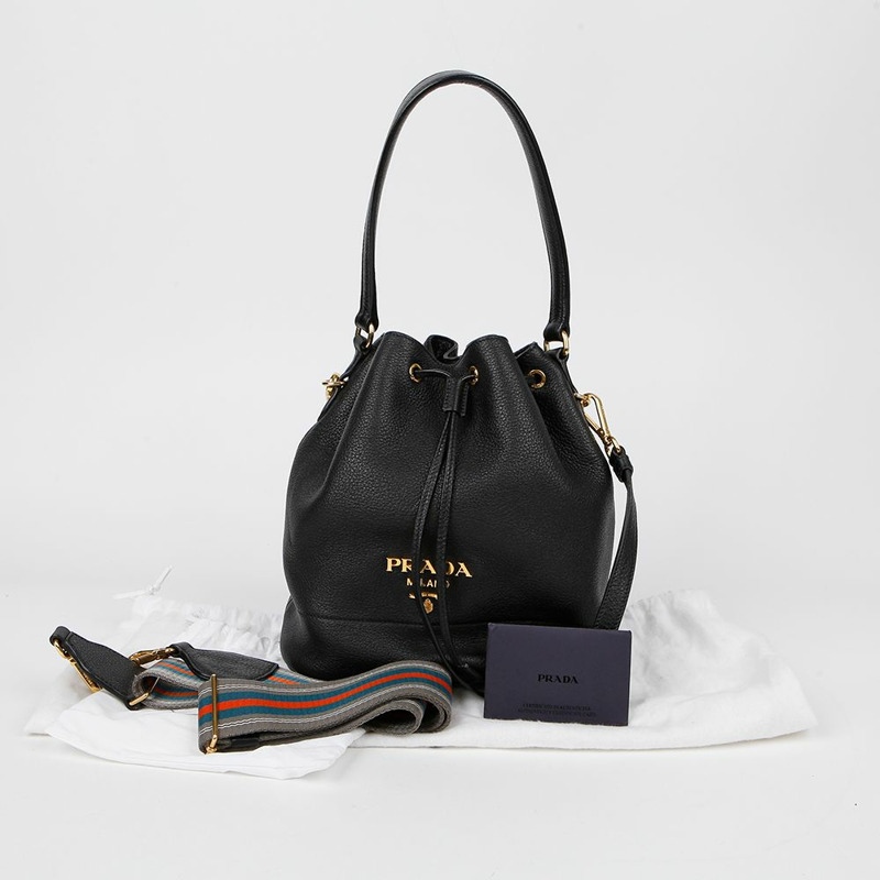 PRADA 1BE018 金屬Logo水桶手提單肩包-0