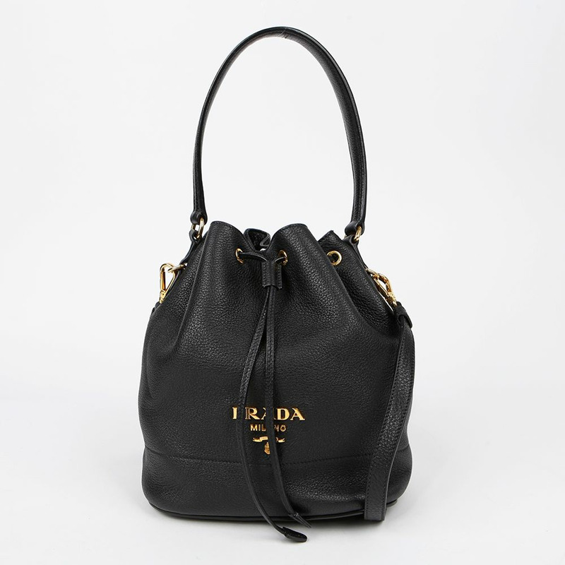PRADA 1BE018 金屬Logo水桶手提單肩包-1