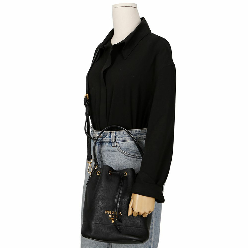 PRADA 1BE018 金屬Logo水桶手提單肩包-8