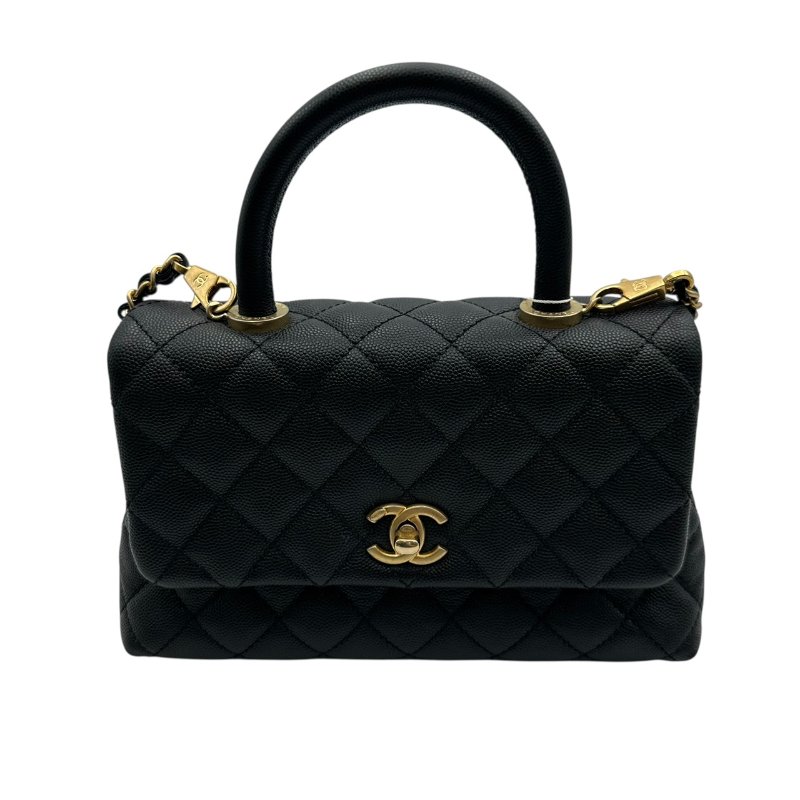 【美收精品】CHANEL 黑色牛皮荔枝紋COCO HANDLE B-984【隔月月中將轉賣至日本 上架期限30天】-0