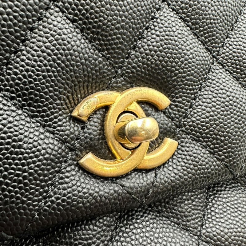 【美收精品】CHANEL 黑色牛皮荔枝紋COCO HANDLE B-984【隔月月中將轉賣至日本 上架期限30天】-7