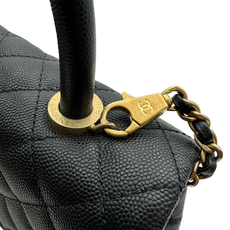 【美收精品】CHANEL 黑色牛皮荔枝紋COCO HANDLE B-984【隔月月中將轉賣至日本 上架期限30天】-9