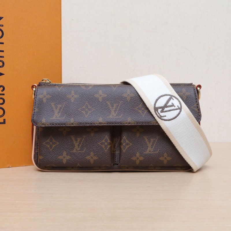 LOUIS VUITTON VIVACITÈ駱駝手袋老花PVC金扣晶片肩背包-0