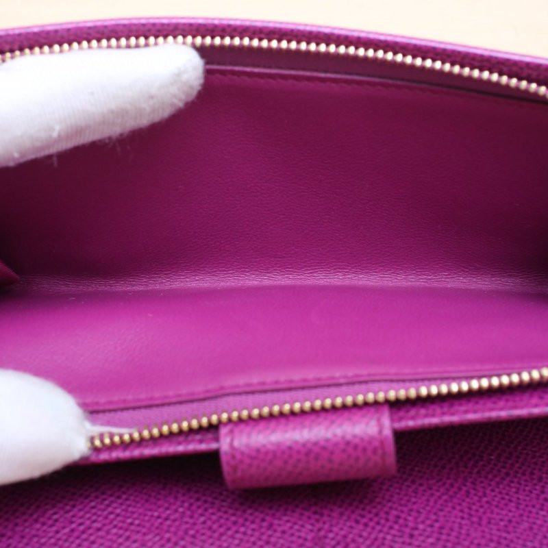 FERRAGAMO 紫色牛皮LOGO徽標長款錢包肩背包-2