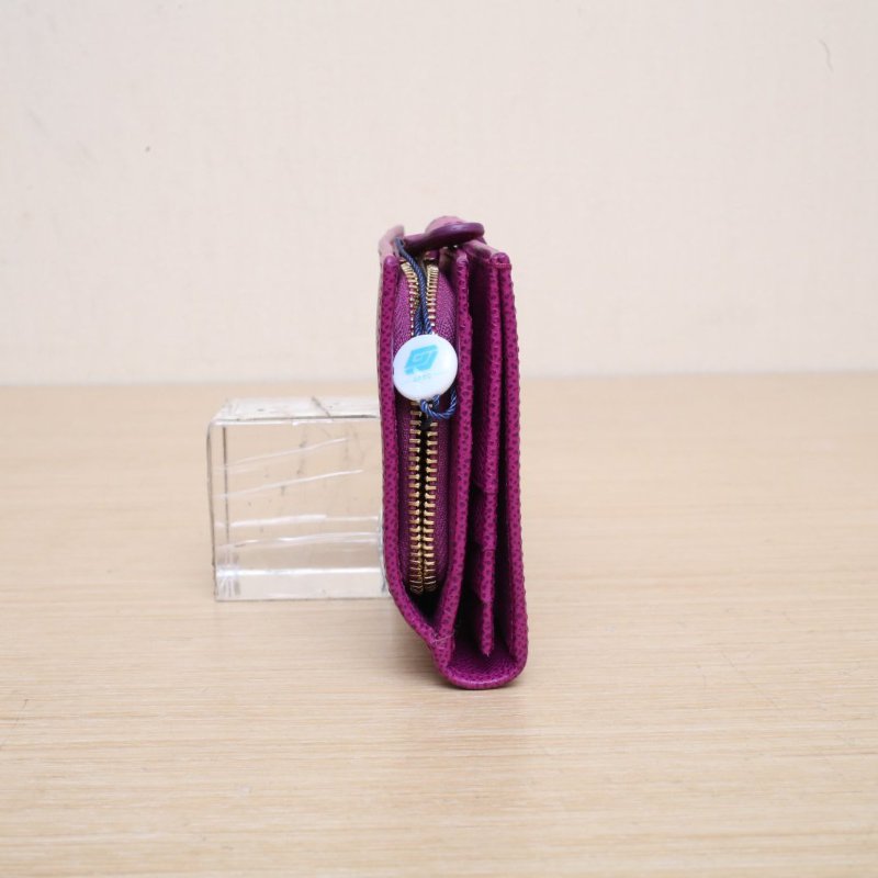 FERRAGAMO 紫色牛皮LOGO徽標長款錢包肩背包-4