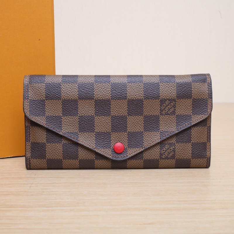 LOUIS VUITTON 棕色棋盤格PVC2016長款豆豆錢包肩背包-0