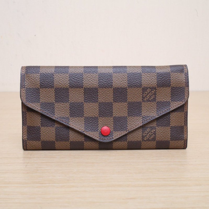 LOUIS VUITTON 棕色棋盤格PVC2016長款豆豆錢包肩背包-1