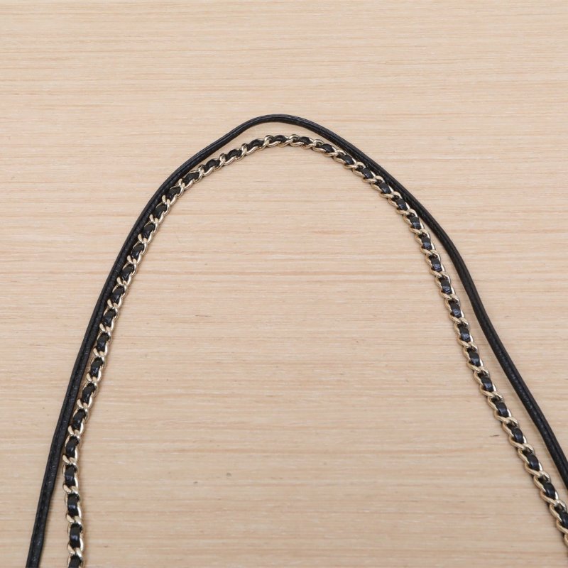 CHANEL 31Bag中號橫版36黑色羊皮晶片開淺金扣肩背包-2